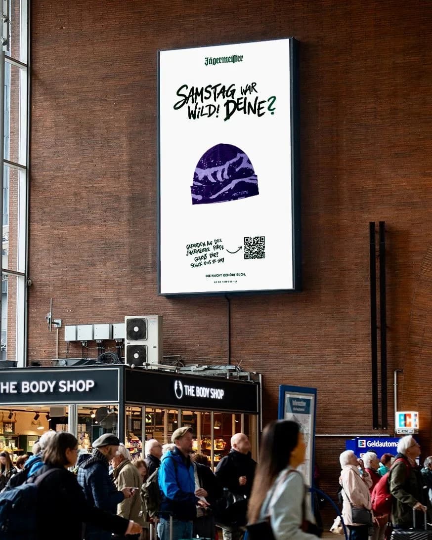 Beanie on a station billboard