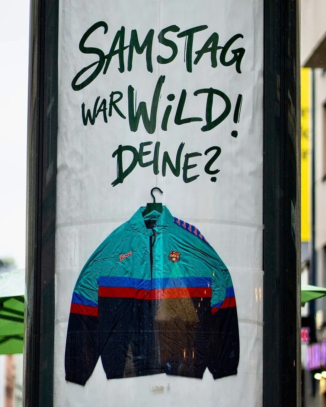 Track jacket poster, close up